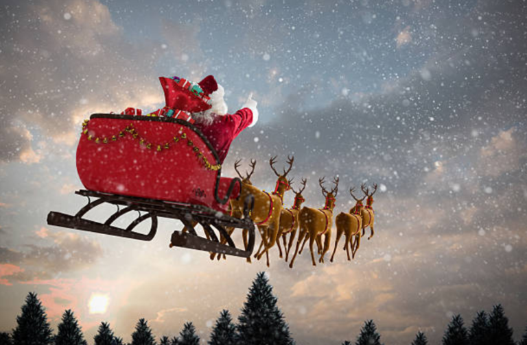 père noël traîneau rennes cadeaux