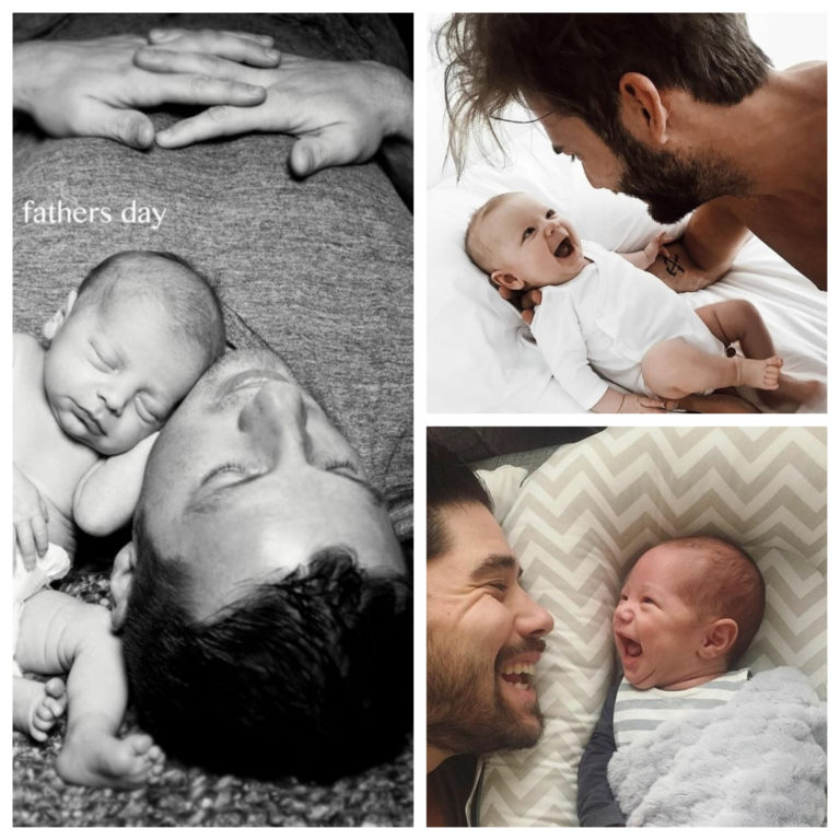 Collage photos papa bébé