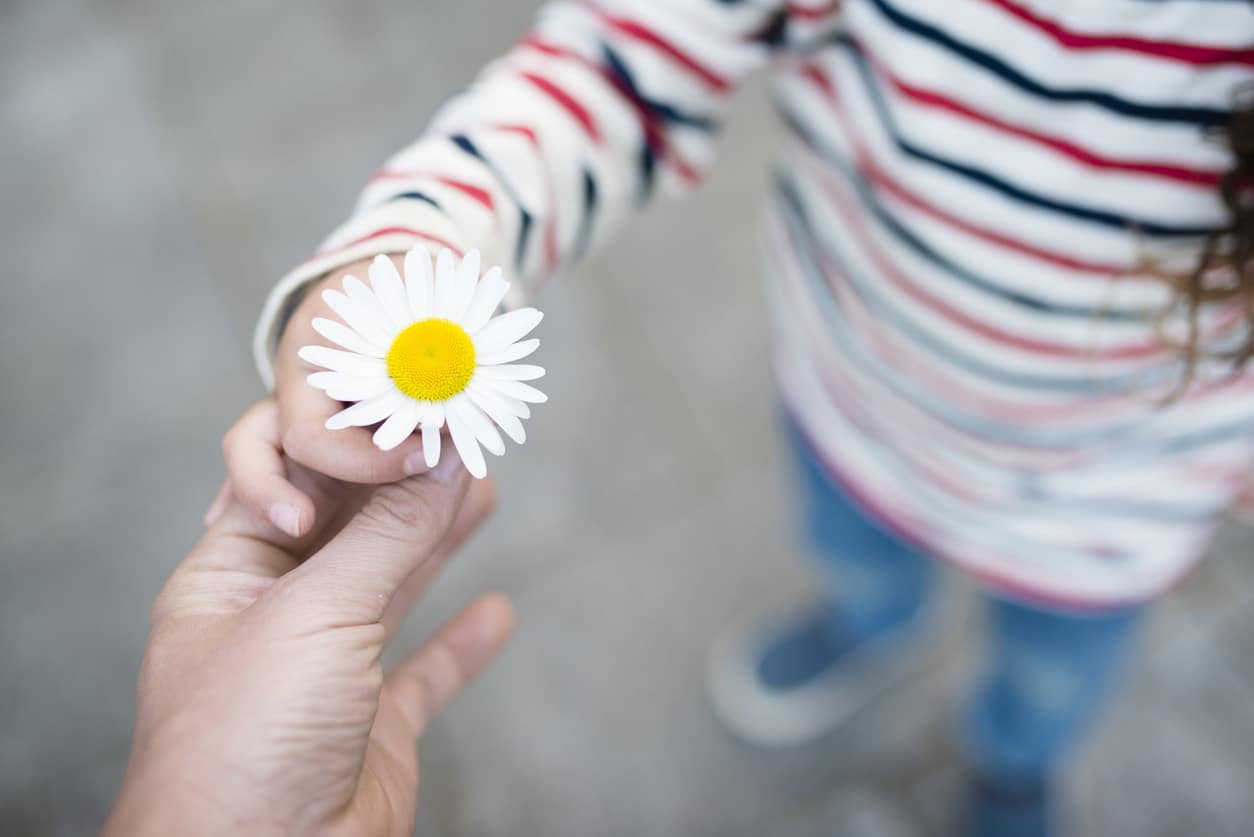 enfant partage fleur do cadeaux présent