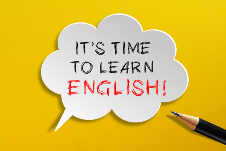 bulle "it's time to learn English"