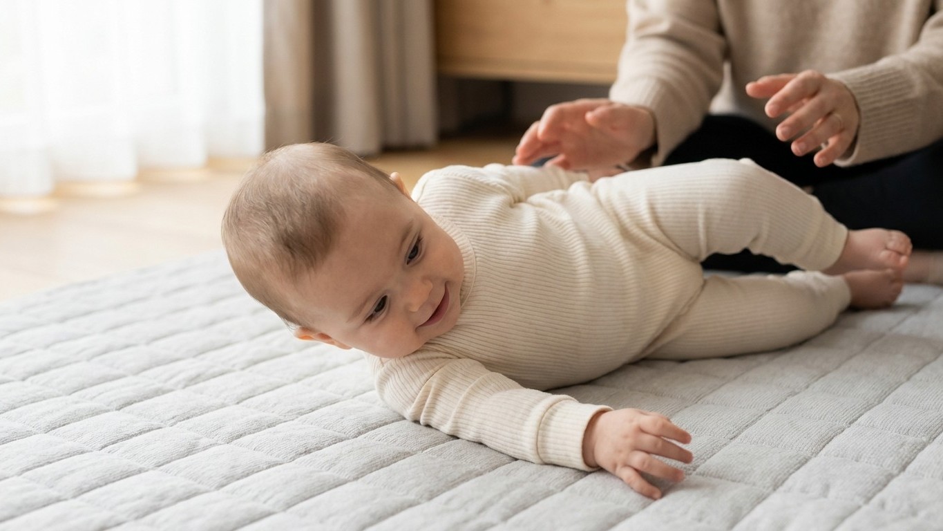 Développement bébé 5 mois : premiers retournements et babillage
