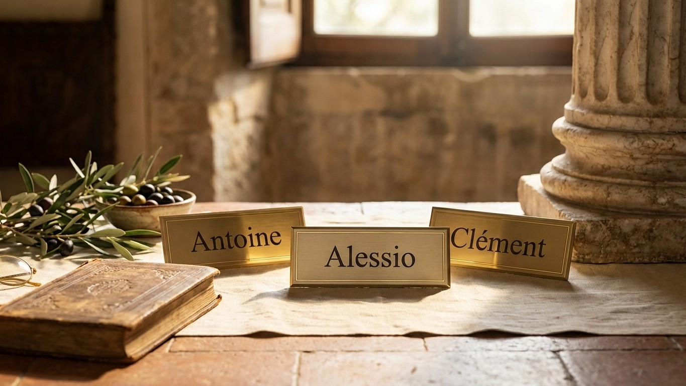Prénoms masculins italiens et latins : Alessio, Antoine et Clément