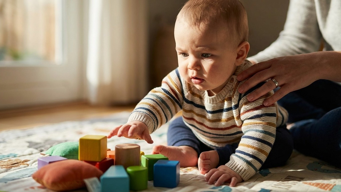 Développement bébé 8 mois : angoisse de séparation et exploration