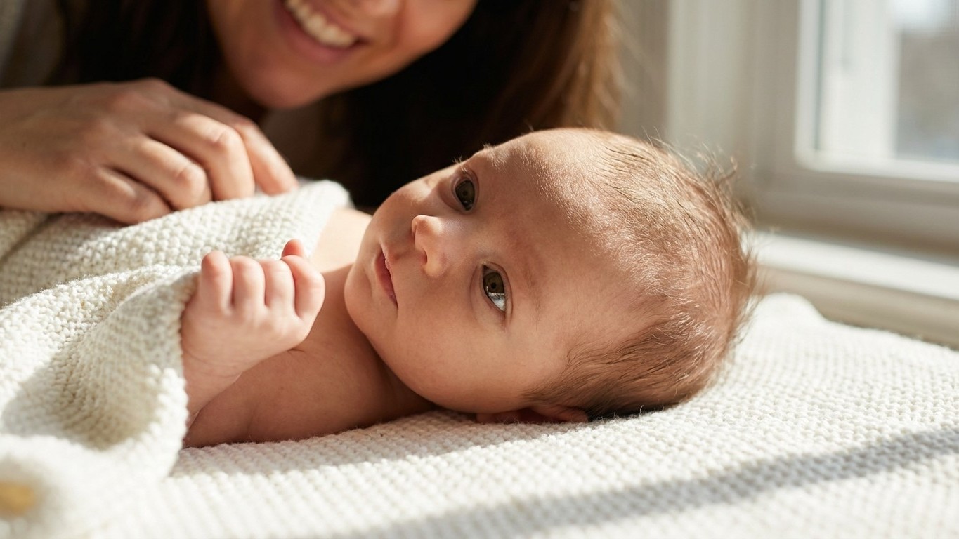 Développement bébé 2 mois : gazouillis et découverte du monde