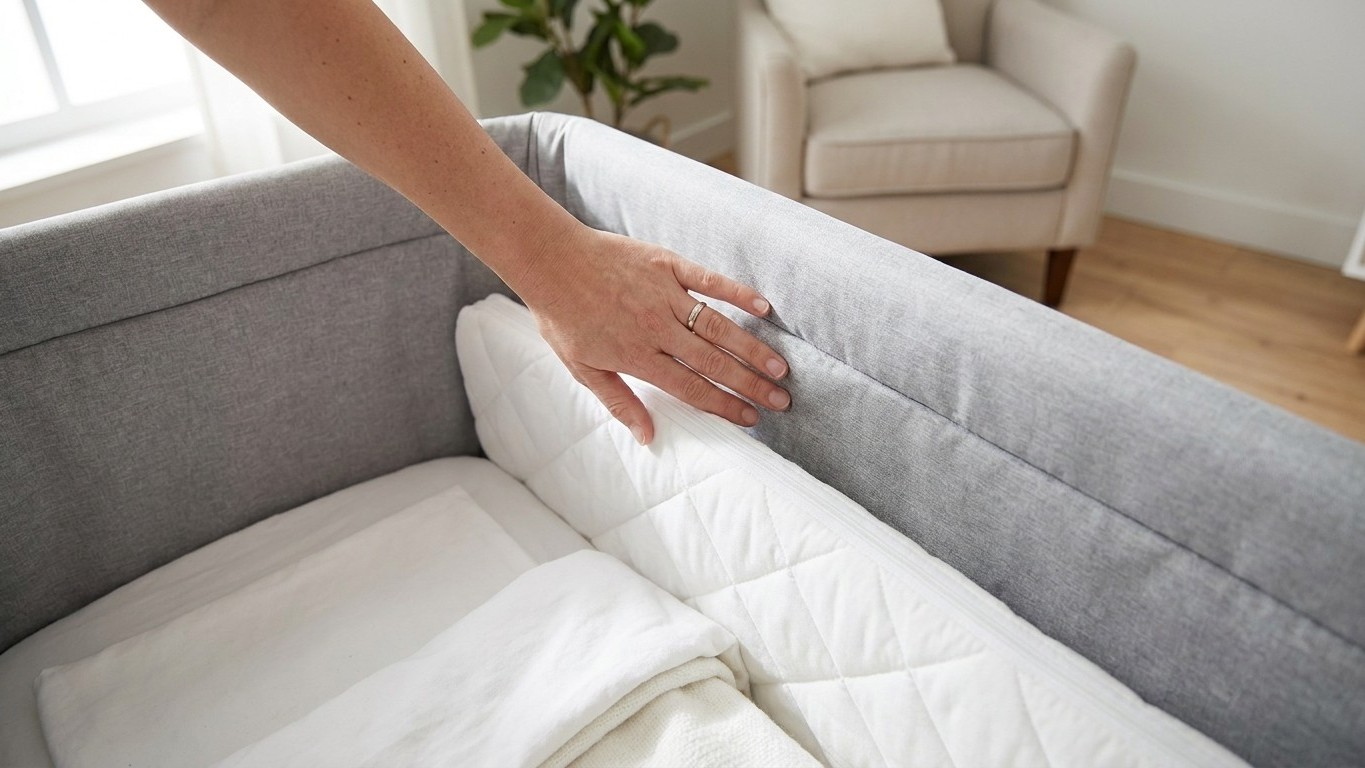 J’ai glissé un surmatelas dans le lit parapluie de ma fille chez mes parents pour qu’elle dorme mieux : la puéricultrice m’a demandé de passer la main contre la paroi