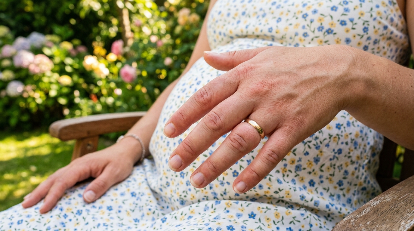 On met toutes le gonflement des doigts sur le compte du 3e trimestre : ce détail sur vos mains, les sages-femmes le surveillent de près