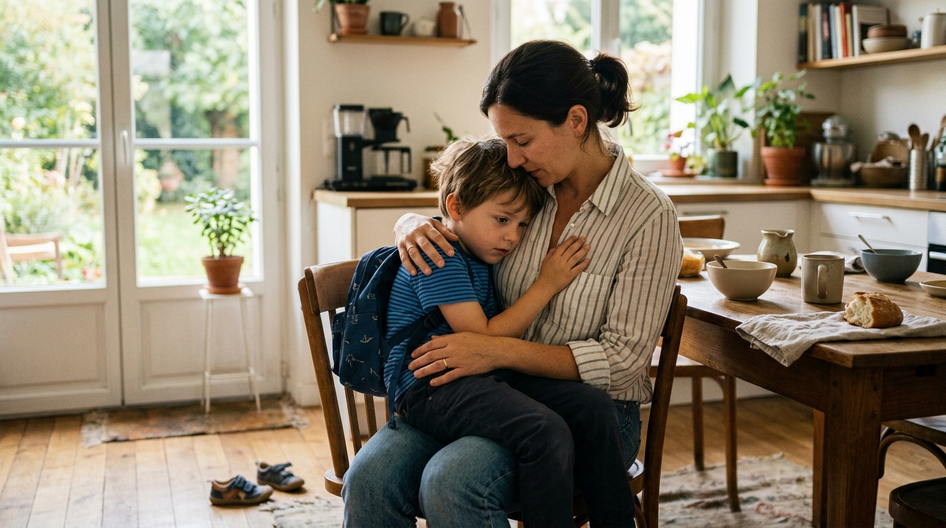 Je multipliais les câlins pour rassurer mon fils angoissé par la rentrée : une enseignante m’a montré ce qui manquait vraiment à nos journées